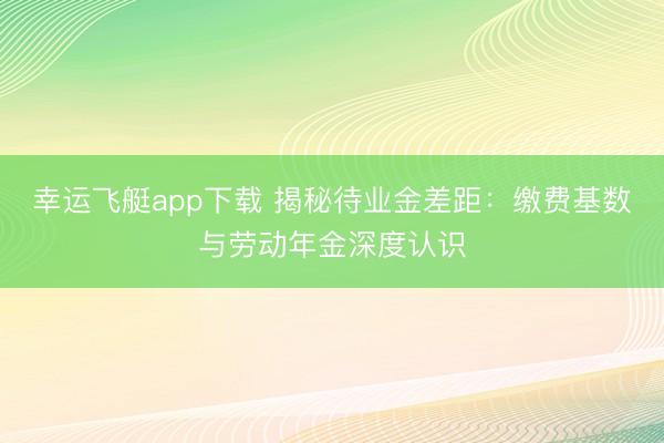 幸运飞艇app下载 揭秘待业金差距：缴费基数与劳动年金深度认识